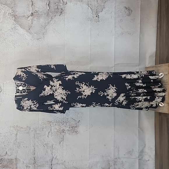 Papillion Wrap Dress Maxi Floral Print Womens Size L